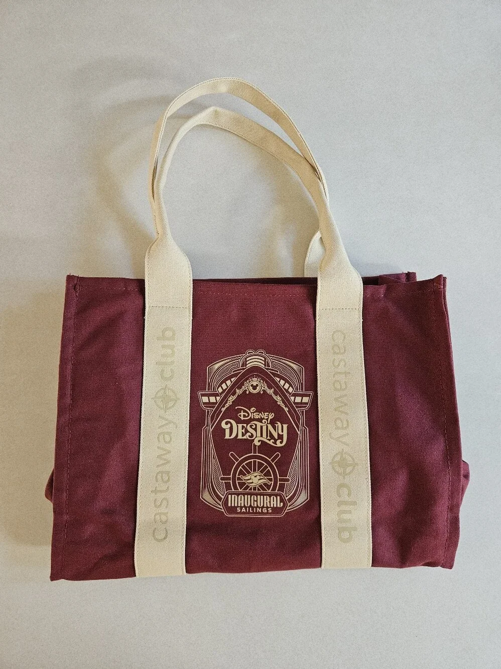 Disney Maroon Tote with Cream Straps